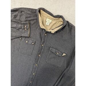 LL Bean Mens XL Gray Herringbone Cotton Button Up Heavy Flannel Shirt Outdoors